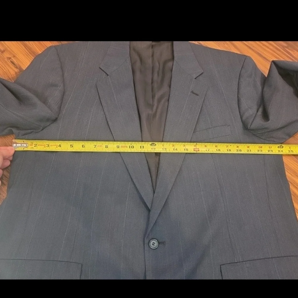 Vtg Hunter Haig Men’s 2 Piece Wool Suit 48 Navy Subtle Pinstripe Union Made USA - Picture 15 of 16